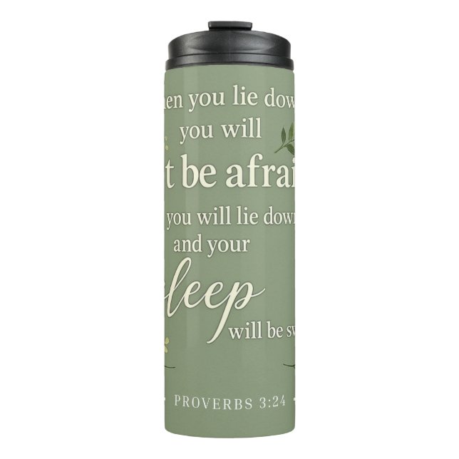 Botanical Serenity - Proverbs 3:24 Thermal Tumbler (Front)