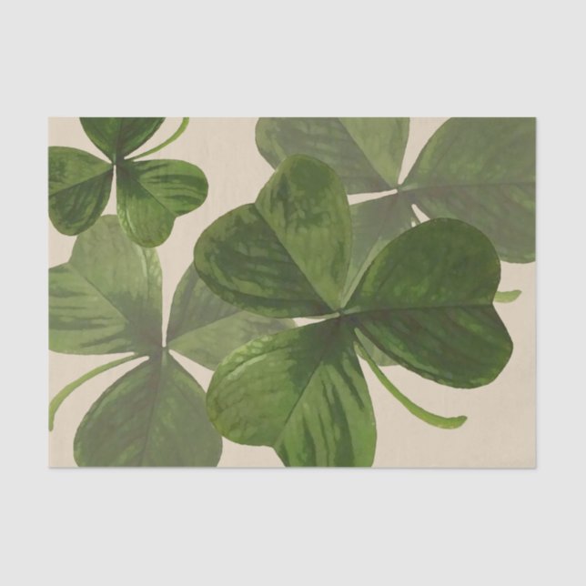 Botanical Shamrock Photos on Custom Colour Tissue Paper (Front)