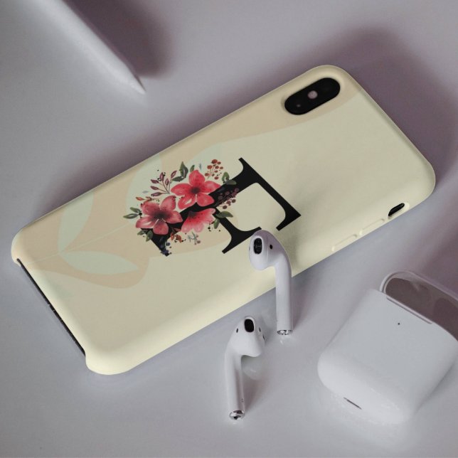 Botanical Shape Boho Retro With Name 1st Capital F Case-Mate iPhone Case (Creator Uploaded)