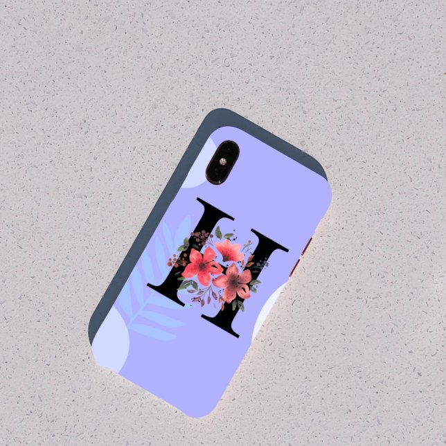 Botanical Shape Boho Retro With Name 1st Capital H Case-Mate iPhone Case (Creator Uploaded)