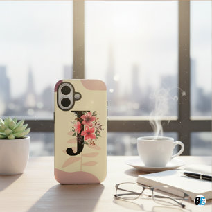 Botanical Shape Boho Retro With Name 1st Capital J iPhone 16 Case