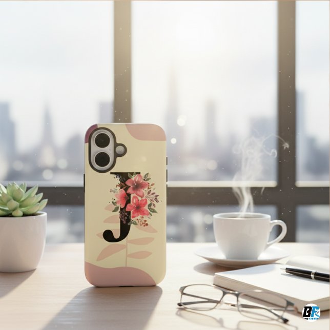 Botanical Shape Boho Retro With Name 1st Capital J Case-Mate iPhone Case (Creator Uploaded)