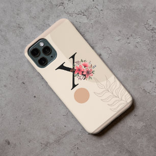 Botanical Shape Boho Retro With Name 1st Capital X iPhone 16 Case