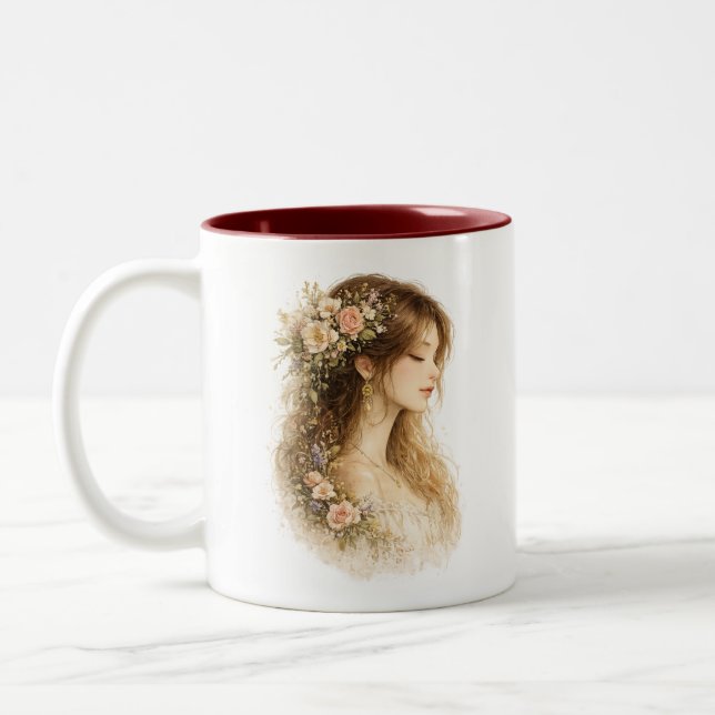 Botanical Side Profile Watercolor Mug (Left)