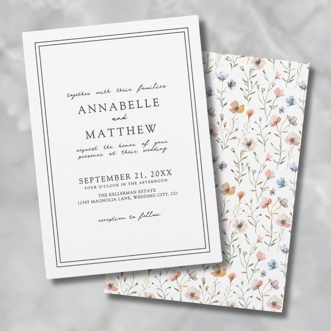 Botanical Simple Elegant Wildflower Boho Wedding Invitation (Botanical Simple Elegant Wildflower Boho Wedding Invitation )