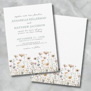 Botanical Simple Watercolor Wildflower Wedding Invitation