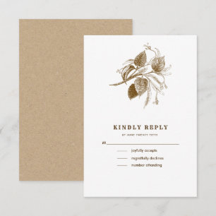 Botanical Sketch Kraft Paper Wedding RSVP Cards