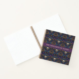Botanical Skulls Art Nouveau Halloween Notebook