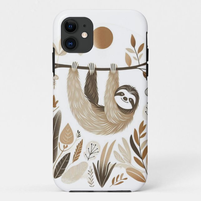 Botanical Sloth Art - Lazy in Natural Forest Case-Mate iPhone Case (Back)