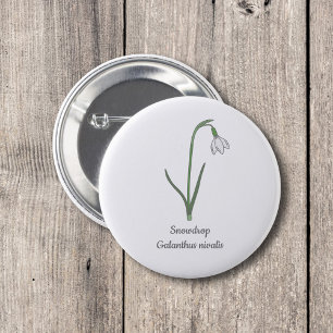 Botanical Snowdrop Pastel Flower 6 Cm Round Badge