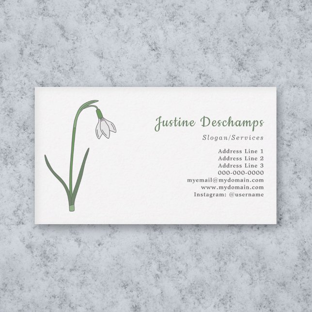 Botanical Snowdrop Pastel Flower Business Card (Botanical Snowdrop Pastel Flower Business Card)