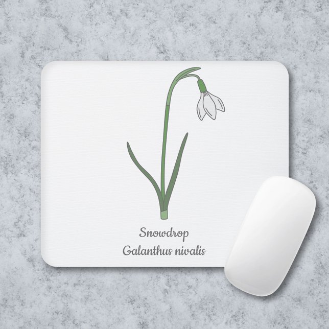 Botanical Snowdrop Pastel Flower  Mouse Pad (Botanical Snowdrop Mouse Pad)