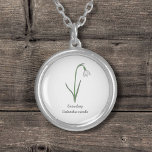 Botanical Snowdrop Pastel Flower Necklace<br><div class="desc">A Necklace with a Botanical Snowdrop Flower illustration in Pastel colours and a customisable text: perfect for a birthday gift. It's the January birth flower and the flower of Capricorn.</div>