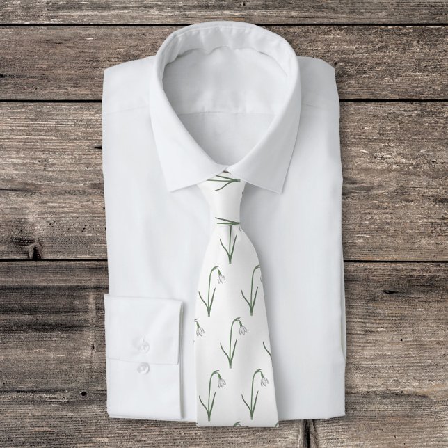 Botanical Snowdrop Pastel Flower  Tie (Botanical Snowdrop Neck Tie)