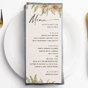 Botanical Soft Warm Taupe Wedding Fern Greenery Menu