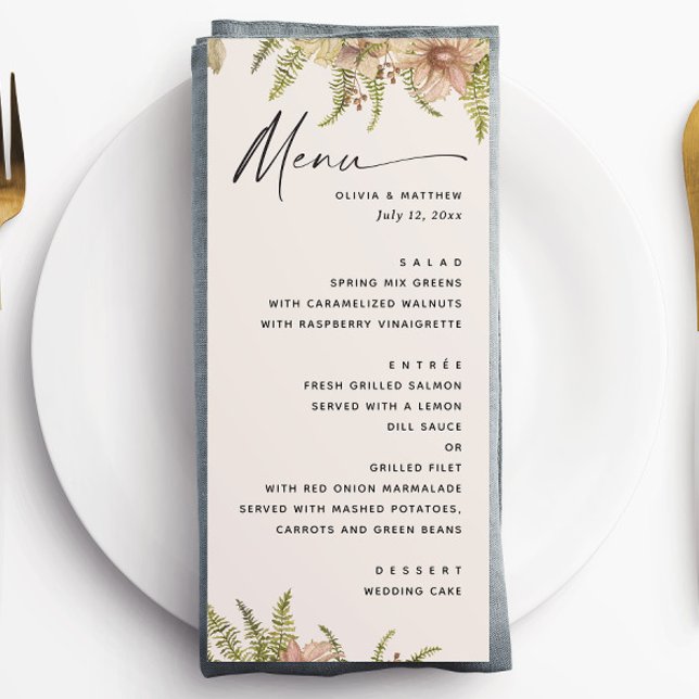 Botanical Soft Warm Taupe Wedding | Fern Greenery Menu (Creator Uploaded)