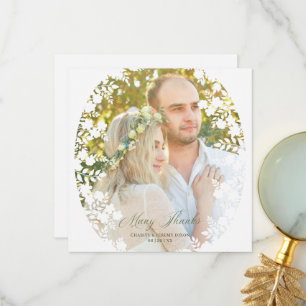 Botanical Sophisticated Frame Photo Wedding Thank You Card