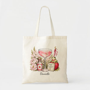 Botanical spells, strawberries, witchy cocktails tote bag