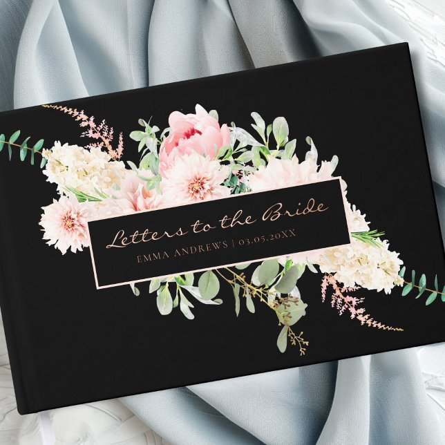 Botanical Spring Bridal Shower Guest Book (Letters to the Bride! Spring Bridal Shower Foil Guest Book. Available in Gold, Rose-Gold & Silver)