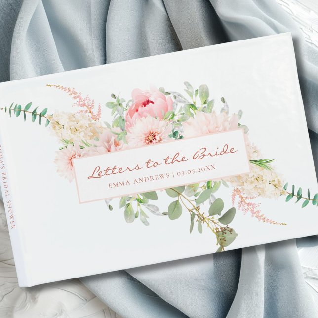 Botanical Spring Bridal Shower Guest Book (Personalized, modern, elegant, watercolor, floral "Letters to the Bride" Bridal Shower Guest Book.)