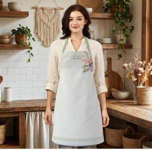 Botanical Spring Floral Watercolor  Apron