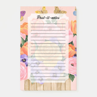 Botanical Spring Flower Bouquet Butterflies Post-it Notes