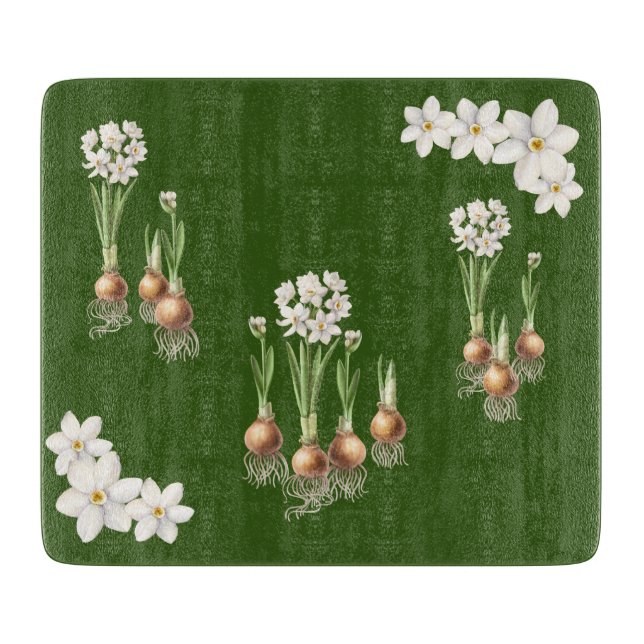 Botanical Spring Green Glass Cutting Board (Front)