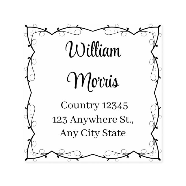 Botanical Square Custom Address Stamp (Design)