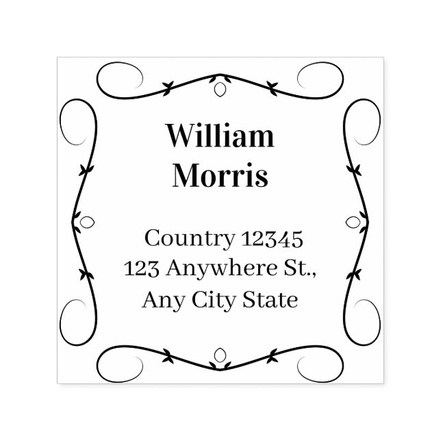 Botanical Square Custom Address Stamp (Design)