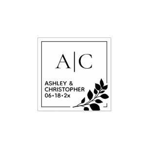 Botanical Square Monogram Rubber Stamp