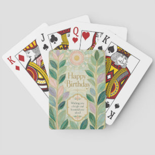 Botanical Stained Glass Birthday Glow Playing Cards