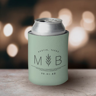Botanical Stem Wedding Monogram | Sage Can Cooler