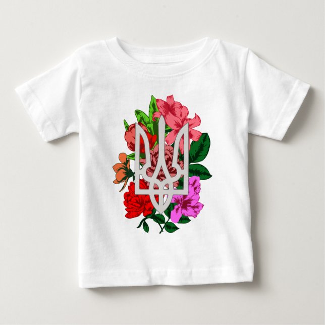 Botanical still and Ukrainian trident tryzub Baby T-Shirt (Front)