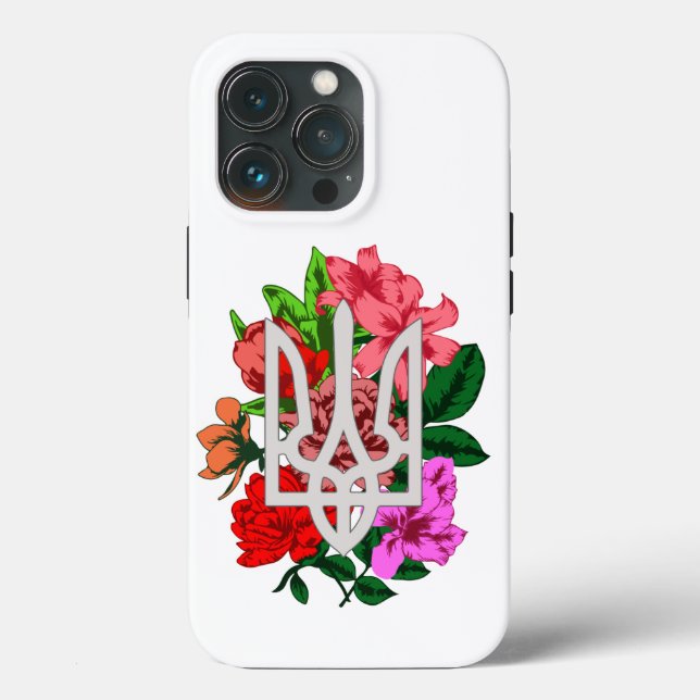 Botanical still and Ukrainian trident tryzub Case-Mate iPhone Case (Back)