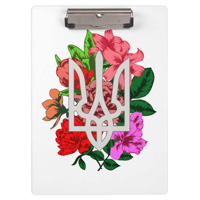 Botanical still and Ukrainian trident tryzub Clipboard (Front)
