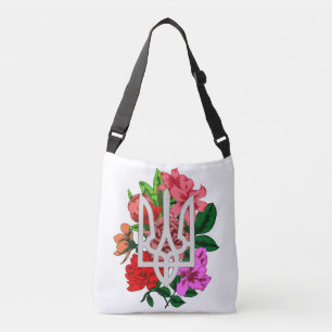 Botanical still and Ukrainian trident tryzub Crossbody Bag