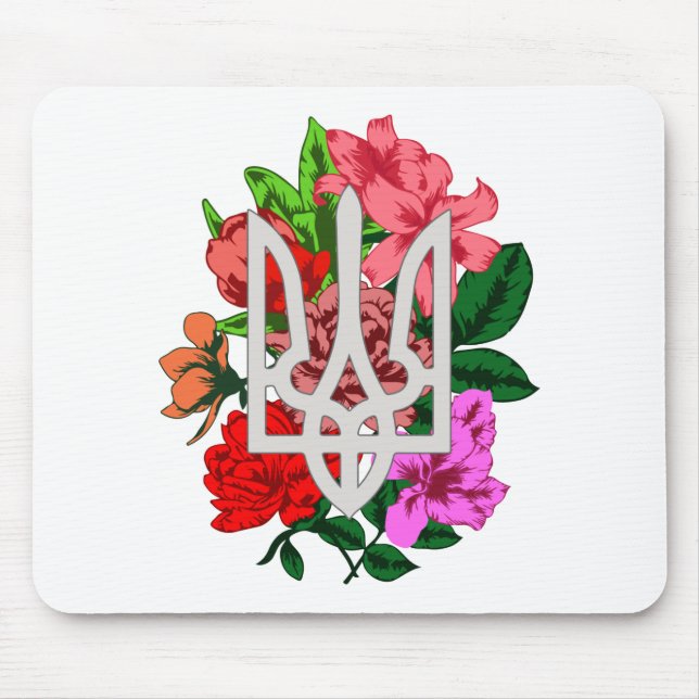 Botanical still and Ukrainian trident tryzub Mouse Pad (Front)