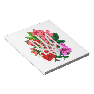Botanical still and Ukrainian trident tryzub Notepad