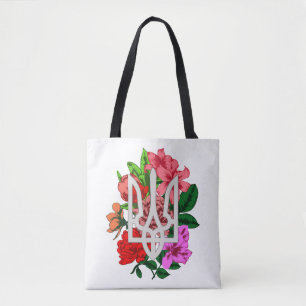 Botanical still and Ukrainian trident tryzub Tote Bag