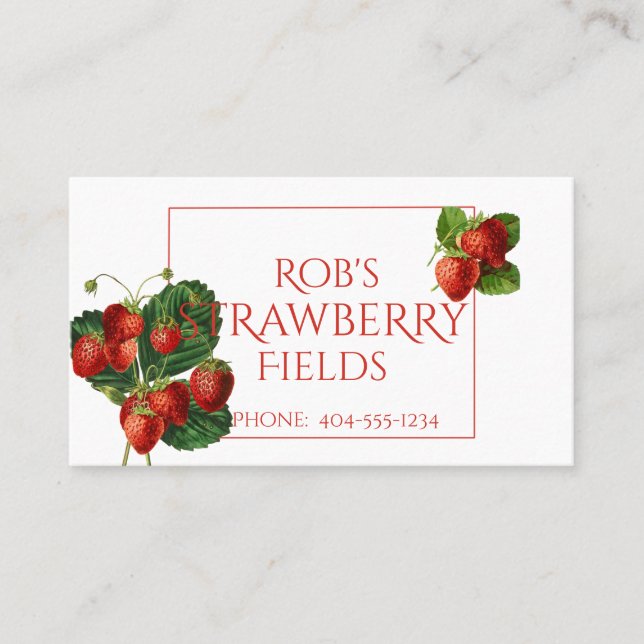 Botanical Strawberries Business Card (Front)