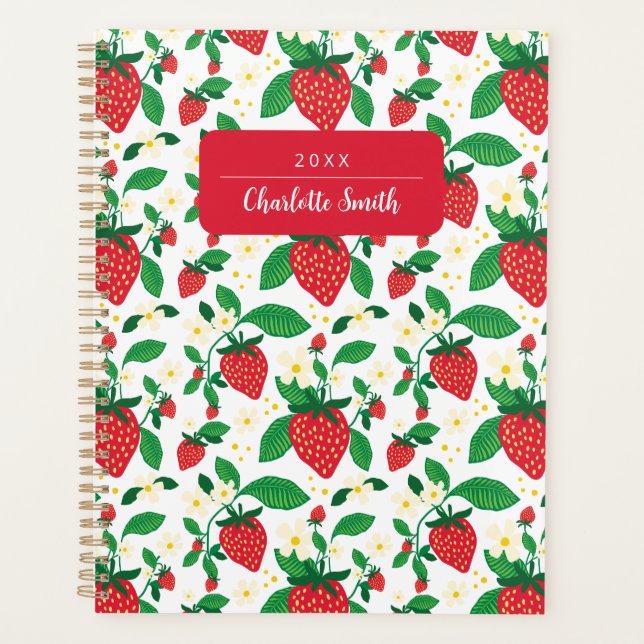 Botanical Strawberry Floral Pattern Planner (Front)