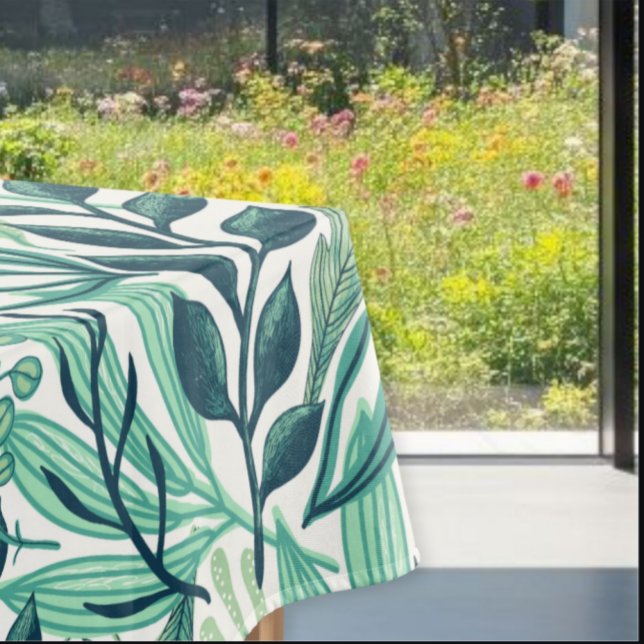 Botanical style tablecloth, green leaf tablecloth (Creator Uploaded)
