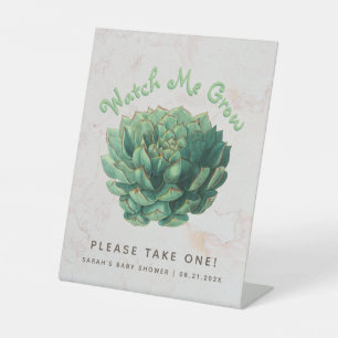 Botanical Succulent Baby Shower Watch Me Grow Pedestal Sign