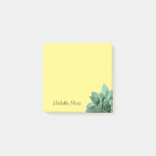 Botanical Succulent Monogram Desert Yellow Post-it Notes
