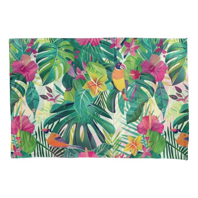 Botanical Summer Greenery Florals Pillowcase (Front)