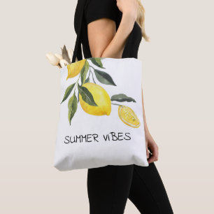 Botanical summer lemons tote bag