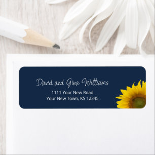Botanical Sunflower Navy Blue Return Address Return Address Label