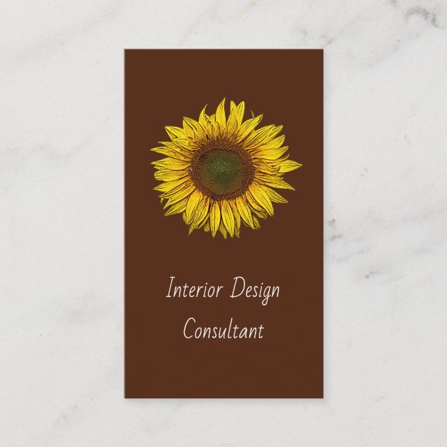 Botanical Sunflower QR code Designer Rustic Business Card (Front)