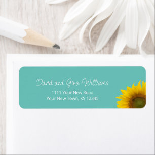 Botanical Sunflower Teal Green Return Address Return Address Label