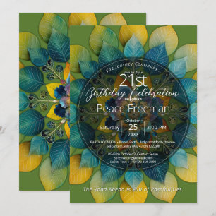 Botanical Symphony Leaf Mandala Design Invitation